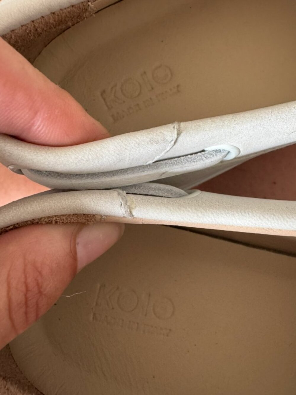 BRAND NEW KOIO Ivory Leather Boat Shoes in Size 10 - Picture 8 of 10